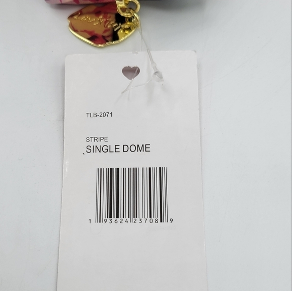 Betsy Johnson Luv Betsey Stripe Rose Dome Cosmetic Travel Makeup Bag - Picture 3 of 6